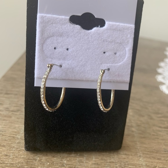 LAUREN Ralph Lauren rhinestone gold plated hoop earrings - Picture 3 of 4